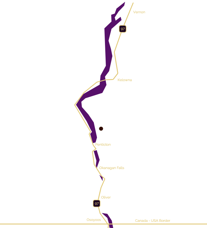 wine tour map showing Naramata Bench wineries