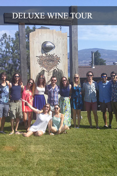 A group of young people enjoying the Deluxe Wine Tour in the Okanagan